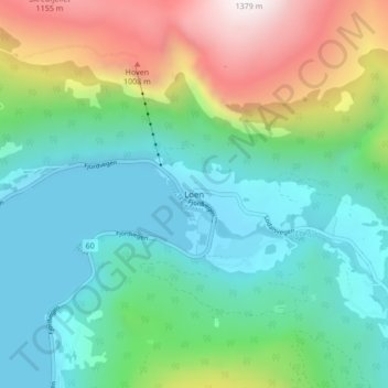 Loen topographic map, elevation, terrain