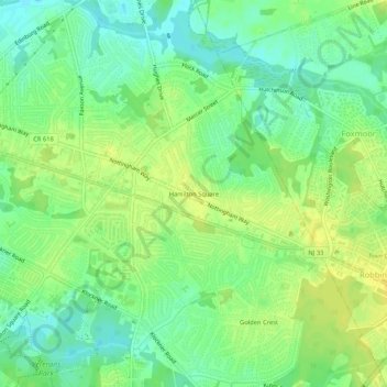 Hamilton Square topographic map, elevation, terrain