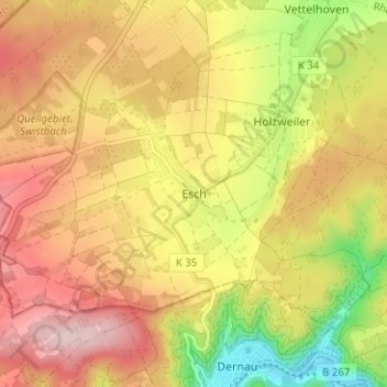 Esch topographic map, elevation, terrain