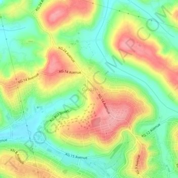Gisozi topographic map, elevation, terrain