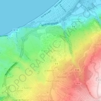 Plateau Caillou topographic map, elevation, terrain