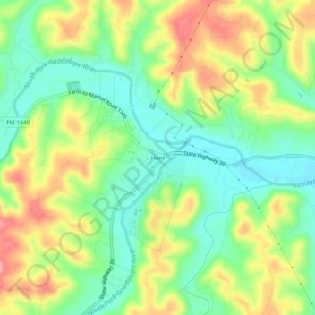 Hunt topographic map, elevation, terrain