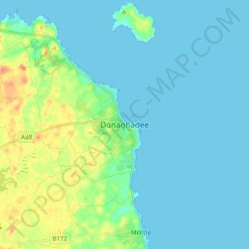 Donaghadee topographic map, elevation, terrain