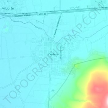 Cortazar topographic map, elevation, terrain