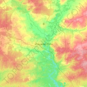 Yoshkar-Ola topographic map, elevation, terrain
