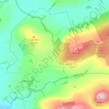 Hill End topographic map, elevation, terrain
