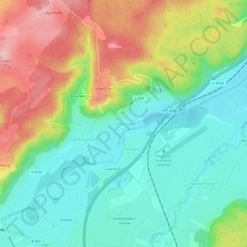 Unterzeil topographic map, elevation, terrain