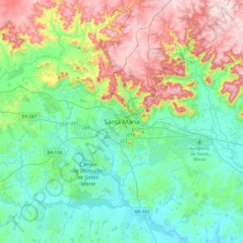 Santa Maria topographic map, elevation, terrain