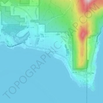 Kings Beach topographic map, elevation, terrain