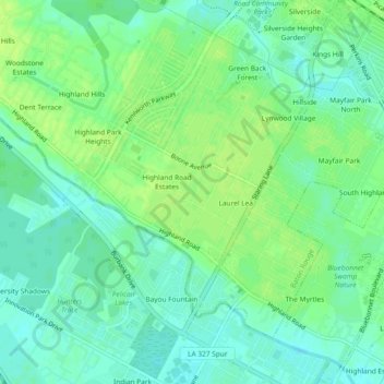 Magnolia Heights topographic map, elevation, terrain