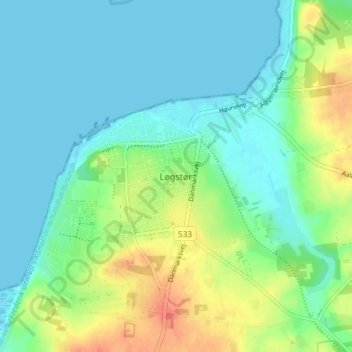Løgstør topographic map, elevation, terrain