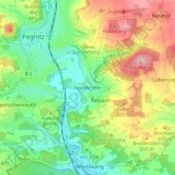 Hainbronn topographic map, elevation, terrain