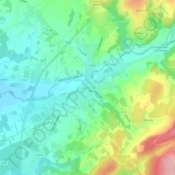 Fougerolles topographic map, elevation, terrain
