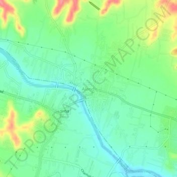 Alandi topographic map, elevation, terrain