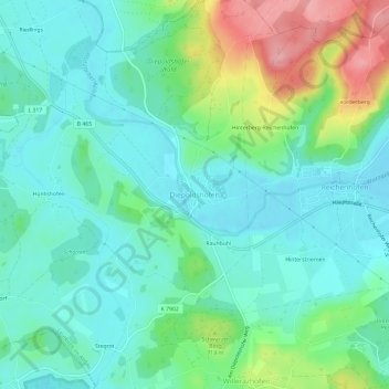 Diepoldshofen topographic map, elevation, terrain