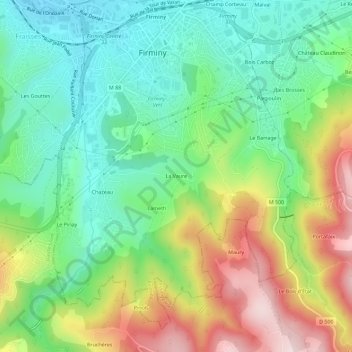 La Vaure topographic map, elevation, terrain