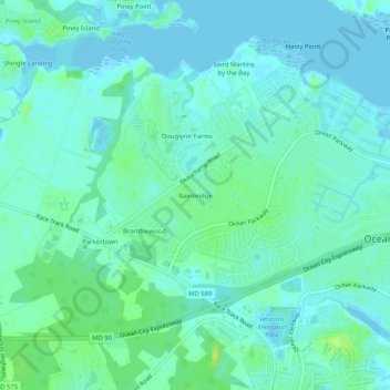 Bainbridge topographic map, elevation, terrain