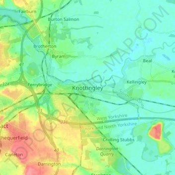 Knottingley topographic map, elevation, terrain