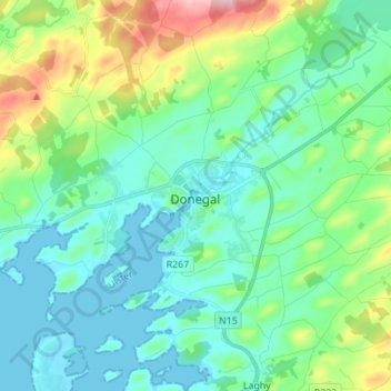 Donegal topographic map, elevation, terrain