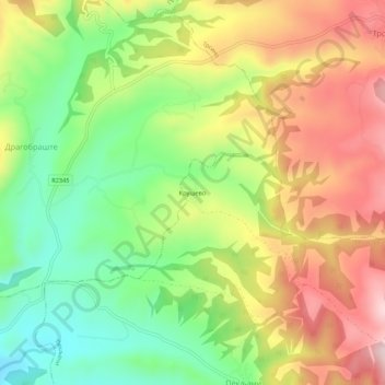 Krushevo topographic map, elevation, terrain