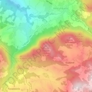 Monte Grande d'Aiano topographic map, elevation, terrain
