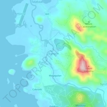 Bangon topographic map, elevation, terrain
