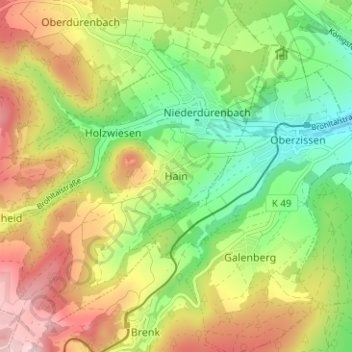 Hain topographic map, elevation, terrain