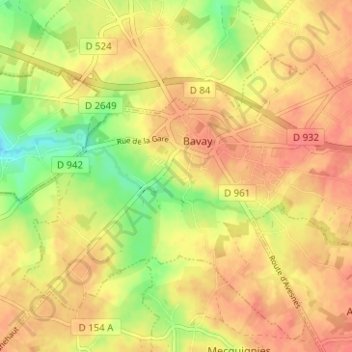 Louvignies topographic map, elevation, terrain