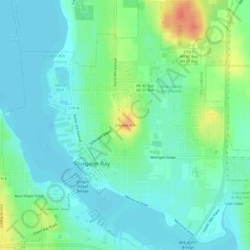 Stevens Hill topographic map, elevation, terrain