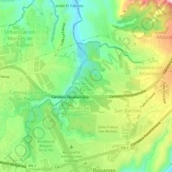 Reparto Las Cañas topographic map, elevation, terrain