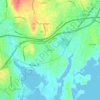 Noroton topographic map, elevation, terrain