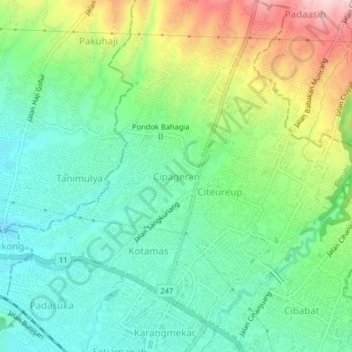 Cipageran topographic map, elevation, terrain