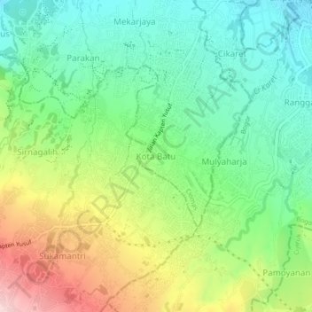 Kota Batu topographic map, elevation, terrain