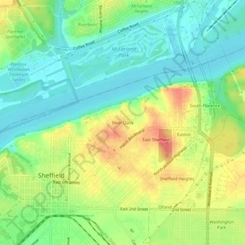 River Oaks topographic map, elevation, terrain