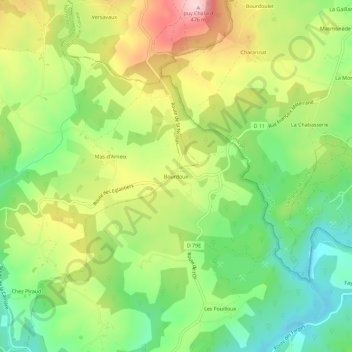 Bourdoux topographic map, elevation, terrain