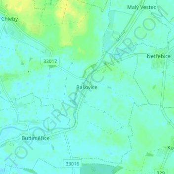 Rašovice topographic map, elevation, terrain