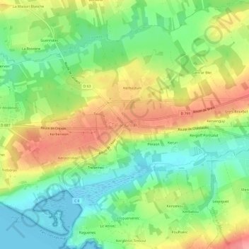 Tal ar Groas topographic map, elevation, terrain