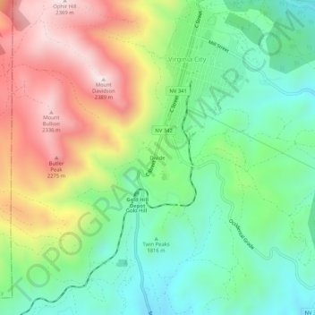 Divide topographic map, elevation, terrain