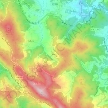 Touriz topographic map, elevation, terrain