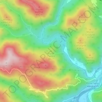 Monte Ciappa topographic map, elevation, terrain