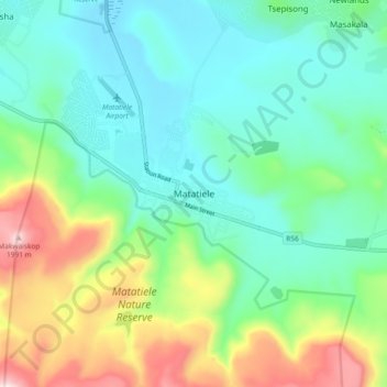 Matatiele topographic map, elevation, terrain