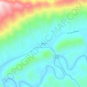 Hiltons topographic map, elevation, terrain