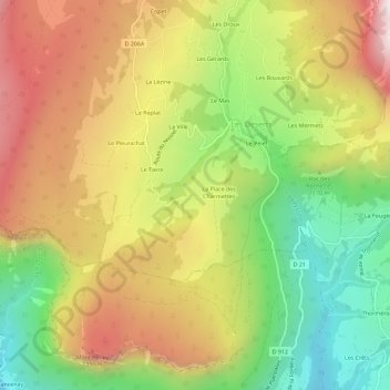 Les Charmettes topographic map, elevation, terrain