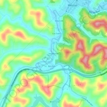 Homewood topographic map, elevation, terrain