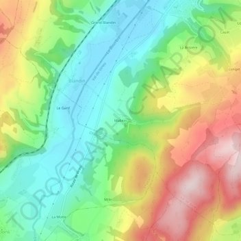 Mallein topographic map, elevation, terrain