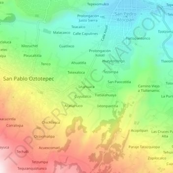 Iztahuaca topographic map, elevation, terrain