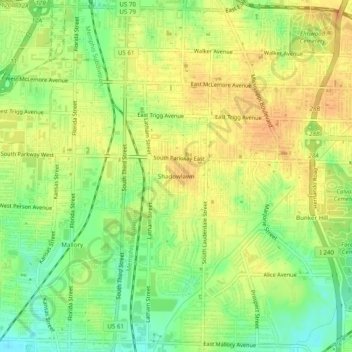 Shadowlawn topographic map, elevation, terrain