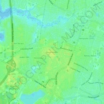 Haven Heights topographic map, elevation, terrain