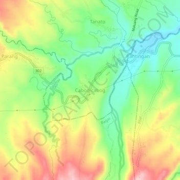 Cabog-cabog topographic map, elevation, terrain