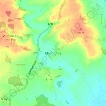 Manthorpe topographic map, elevation, terrain